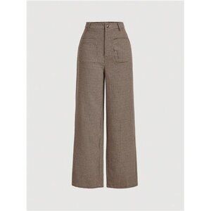 Houndstooth Thickened Suit Pants With Front Pocket Business Casual Women